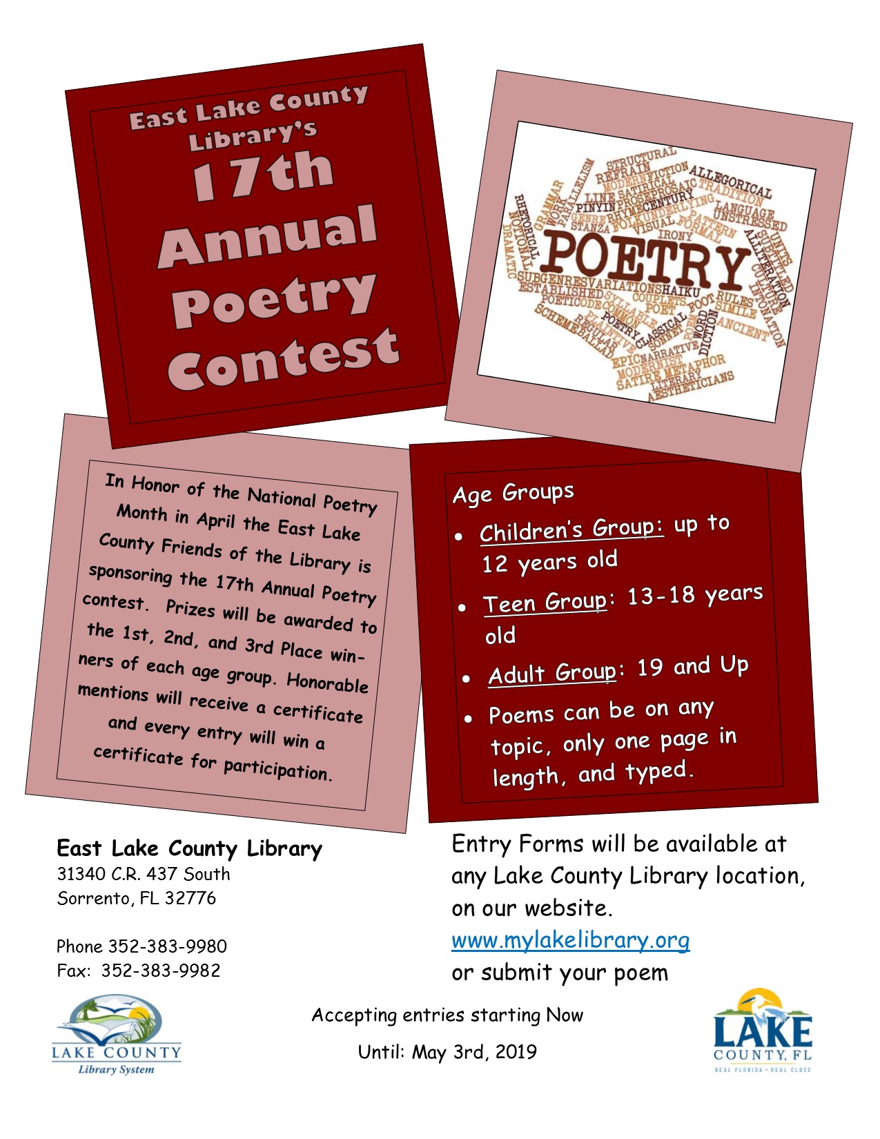 Poetry contest for children, teens and adults.