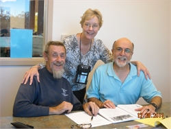 Ed with tutor, Alton, and Roberta Rowold, Leesburg Library Literacy Contact/Reference Librarian